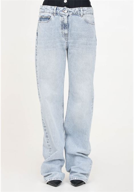 Jeans dritto in denim chiaro da donna con corsetto ELISABETTA FRANCHI | PJ29I46E2R34